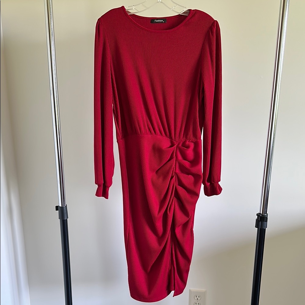 Cranberry Red Long Sleeve Dress